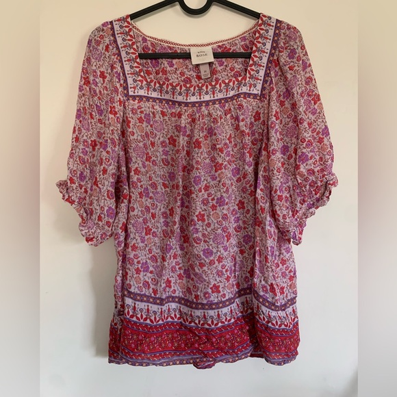 Knox Rose Tops - Knox Rose Puff Sleeve Shirt | Peasant Shirt | Size Medium | Floral Shirt